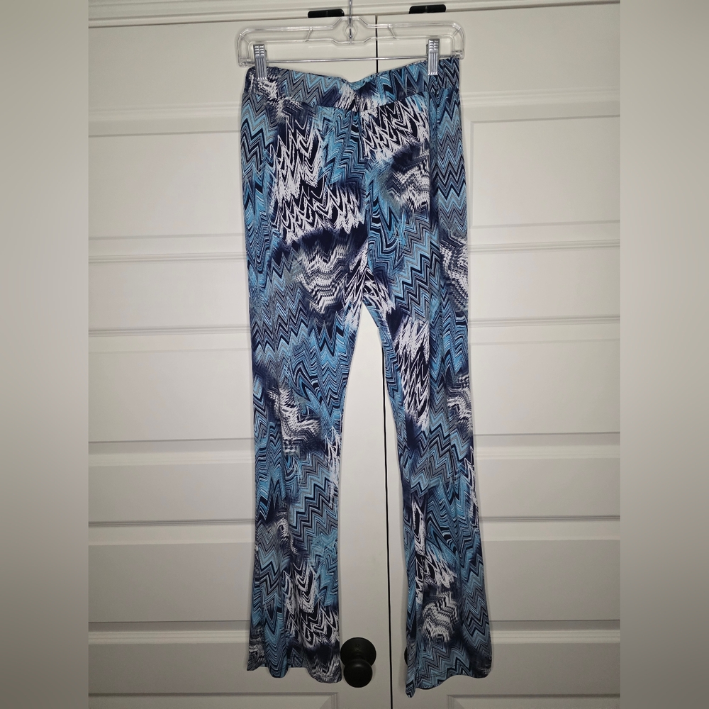 Lbisse 1X Womens Blue White Patterned Active Pants